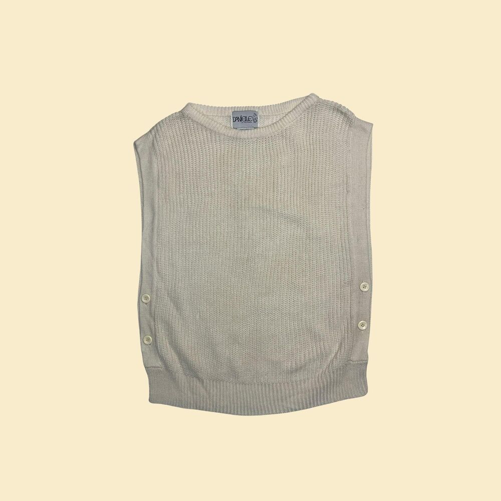 1980s knit poncho vest by Danielle of California, size L cream sweater vest